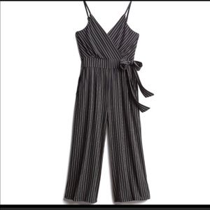 Kaileigh Rica Knit Crop Jumpsuit- pin stripe
